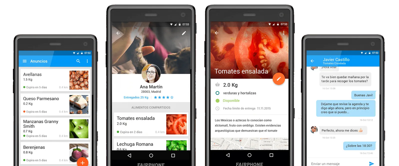 Usuarios utilizando la aplicación contra el desperdicio alimentario